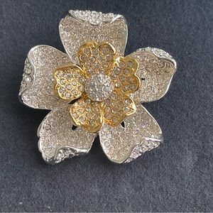Vintage Floral Gardenia Brooch/ pendant combo silver and gold. Maybe  Nolan M